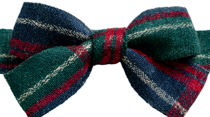 Scottish tartan plaid ribbon bow green navy blue red white stripes fabric texture decorative element