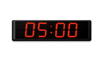 Digital Clock Showing 05:00 on transparent background for designers