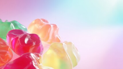 Colorful Gummy Candies Arranged on a Simple Background