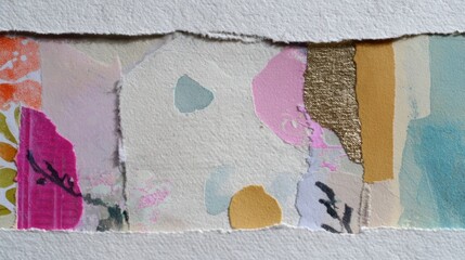 Collage of Colorful Paper Scraps on a Light Background