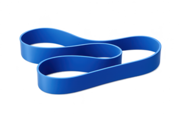 Blue resistance band with transparent background for workout exercise