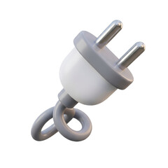 Unique Modern Electric Plug with Rounded Base and Two Metal Pins on Transparent Background