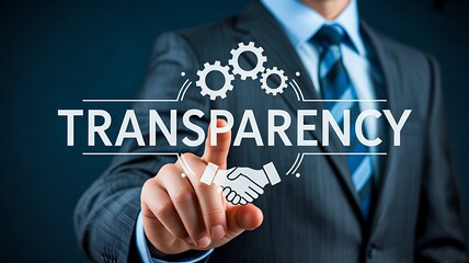 Businessman touching transparency concept for ethical business and corporate trust
