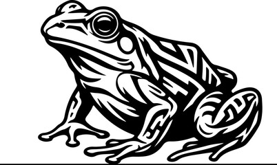 Naklejka premium Bold Patterned Frog Black Line Silhouette Vector Illustration