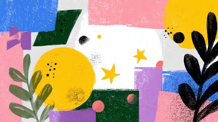 Bright Shapes and Colors on a Simple Background