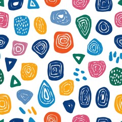 Colorful Shapes on a White Background in a Design Pattern