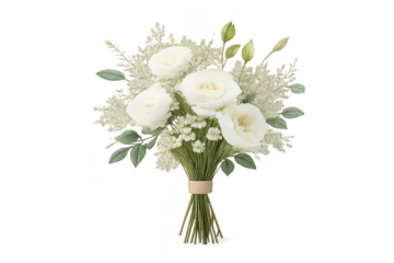 White Rose Bouquet on transparent background for your beautiful designs