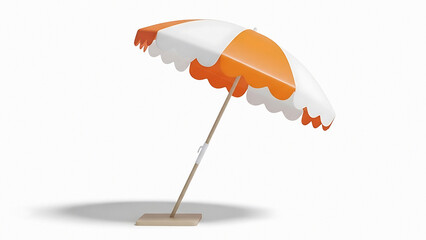 Vibrant orange and white beach umbrella on stand