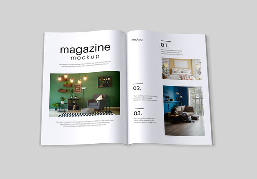 Realistic Opened Magazine Mockup