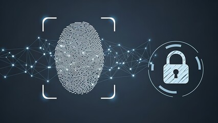 Secure biometric authentication with fingerprint and lock icon
