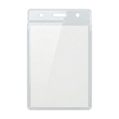 Blank clear plastic ID badge holder on transparent background