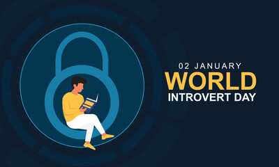 A man reading a book inside a padlock icon, World introvert day