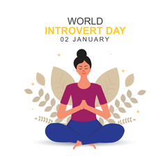 World Introvert Day woman meditates with closed eyes observed on January 2nd