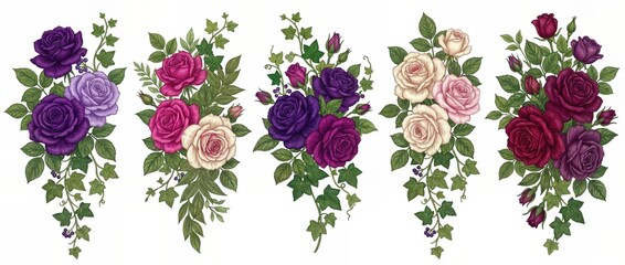 wedding floral roses bouquet clipart isolated