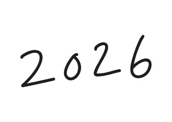 走り書きの2026の手書きペン風文字素材