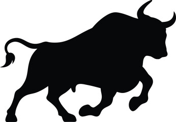 Angry bison buffalo silhouette vector, Bison in black and white animal drawing. vector illustration © Jabed
