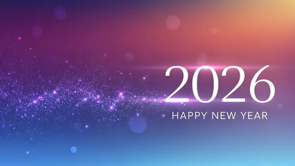 2026 Happy New Year glowing particles background celebration