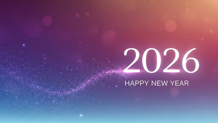 2026 Happy New Year glowing particles gradient background 1