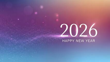Happy New Year 2026 with glowing particles celebration