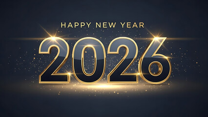 Happy New Year 2026 golden numbers with sparkles celebration