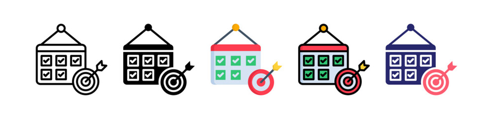 Daily Goal Multiple Style Icon Set Collection. 