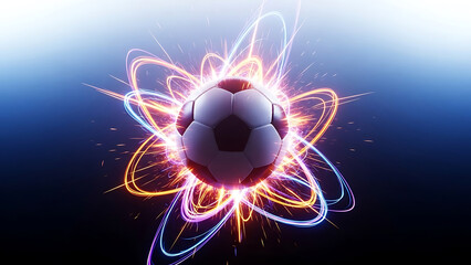 Soccer ball with glowing energy trails and sparks football 1