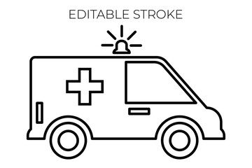 Minimalist Ambulance outlined icon Vector stock illustration