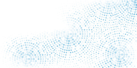 Vector abstract blue background frame of geometric shapes. Circular ornament. Pattern of dots, particles,  honeycombs