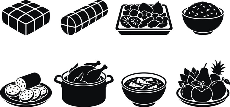 Vietnamese Tet Food Vector Set for Lunar New Year Celebration