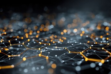 Connection technologies background showcases intricate network patterns composed of glowing nodes and lines representing data flow and communication