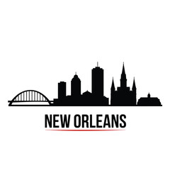 Obraz premium A striking black silhouette of the new orleans skyline with a bridge