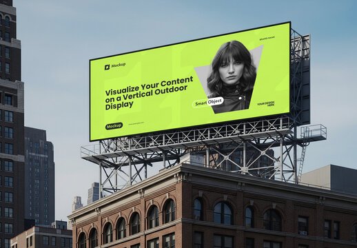 Realistic Stand Bulletin Billboard Mockup Template