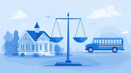 School System Governance With Balance Scale and School Bus in a Minimal Design Setting in an Educational Environment