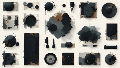 Abstract minimal vector shapes with noisy gradients dark modern art elements for contemporary flat design