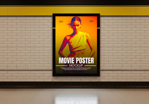 Glowing Movie Poster Mockup