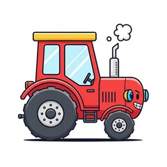 Fototapeta premium Cute farmer driving tractor cartoon illustration on white background