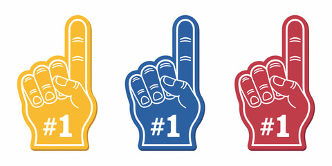 Number One Fan Foam Finger Vector Illustration, foam hand gesture showing victory support for sports fans