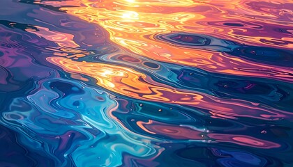 A vibrant and colorful depiction of water reflecting light with smooth, swirling patterns