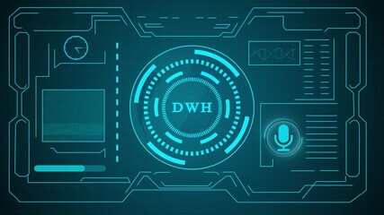 Futuristic DWH interface HUD animation, artificial intelligence digital dashboard, advanced AI technology user interface animation video. - Powered by Adobe