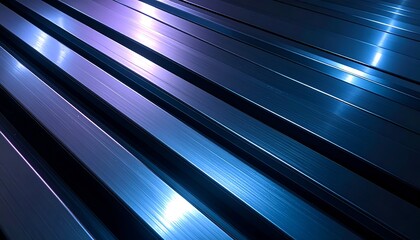 Close-up of metallic surfaces showcasing reflections and gradient lighting effects