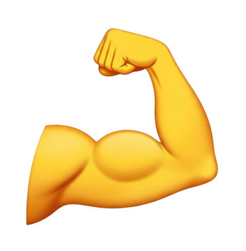 3d flexed biceps emoji transparent background cutout png