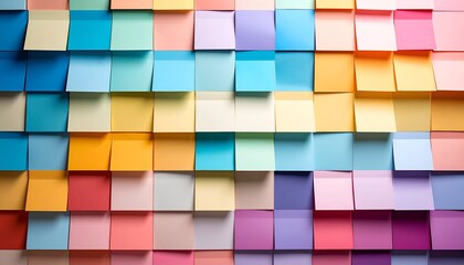A vibrant assortment of colorful sticky notes arranged in a visually appealing pattern
