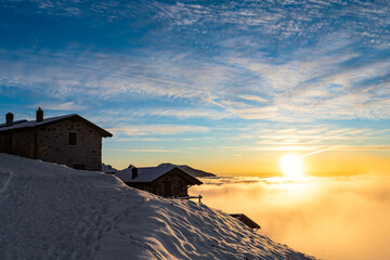 Sunset over Como lake from Alpe Ortighera, Valsassina, Lombardy landscape