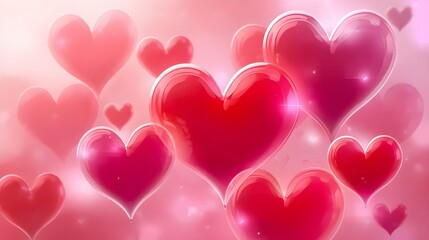 Soft Pink Floating Heart Shapes Love Background