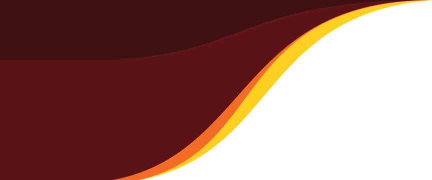 Modern Abstract Maroon and Gold Curved Wave Banner on White Background