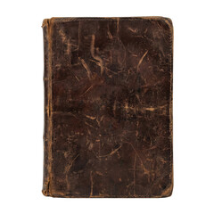 Fototapeta premium Antique weathered brown leather book cover on transparent background