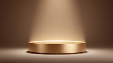 Elegant golden podium illuminated by a spotlight for product display
