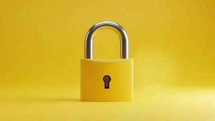 Naklejka premium Yellow padlock on a solid yellow background