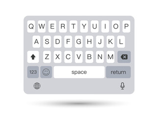 Minimal Mobile Keyboard UI Vector &ndash; Clean QWERTY On-Screen Keyboard Mockup for Messaging Apps, Modern UI UX Interface Design, Soft Keyboard Illustration EPS10