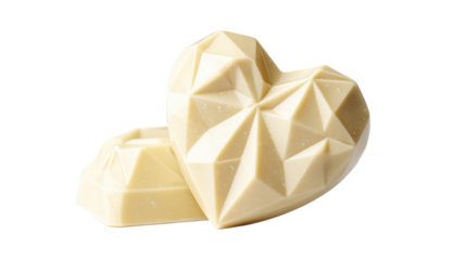 White geometric chocolate heart and cube on transparent background for valentine theme